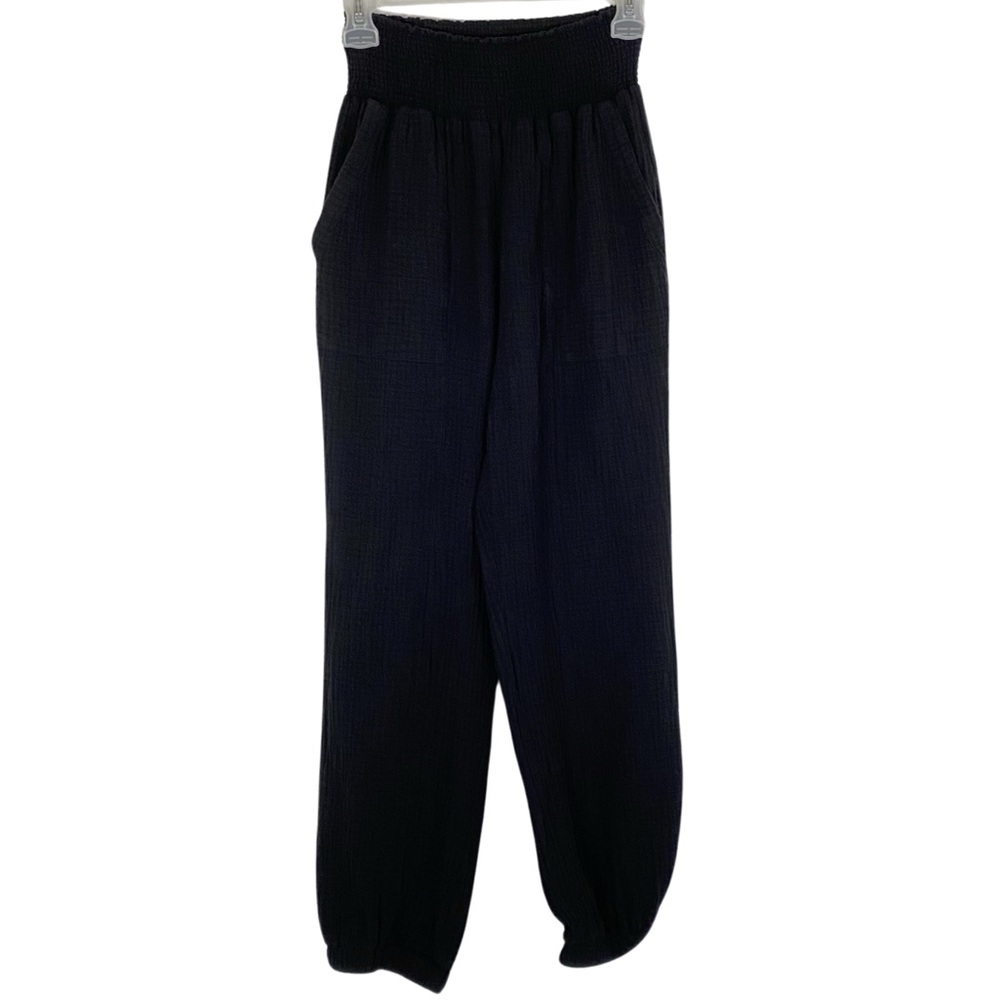 Aqua Brand Crepe Jogger Pants Womens Medium Black High Rise Drop Crotch Harem